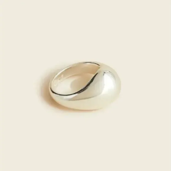J. Crew Chunky Sculptured Orb Ring Silver Mirror Finish NWT 7 Dust Bag BB495 - Picture 2 of 8
